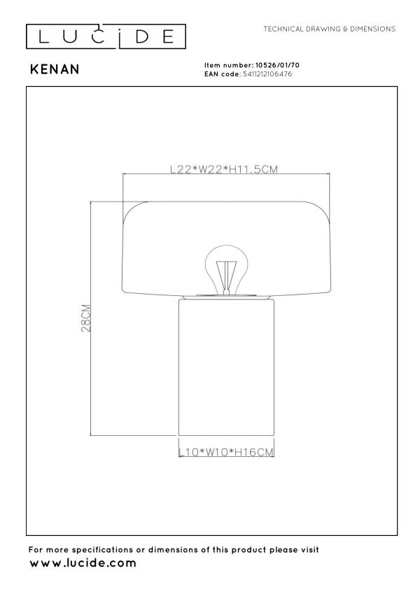 Lucide KENAN - Table lamp - Ø 22 cm - 1xE14 - Wood - technical